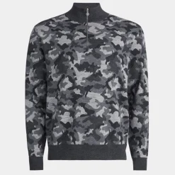Sweaters-G/FORE Camo Jacquard Merino Wool Quarter Zip Sweater