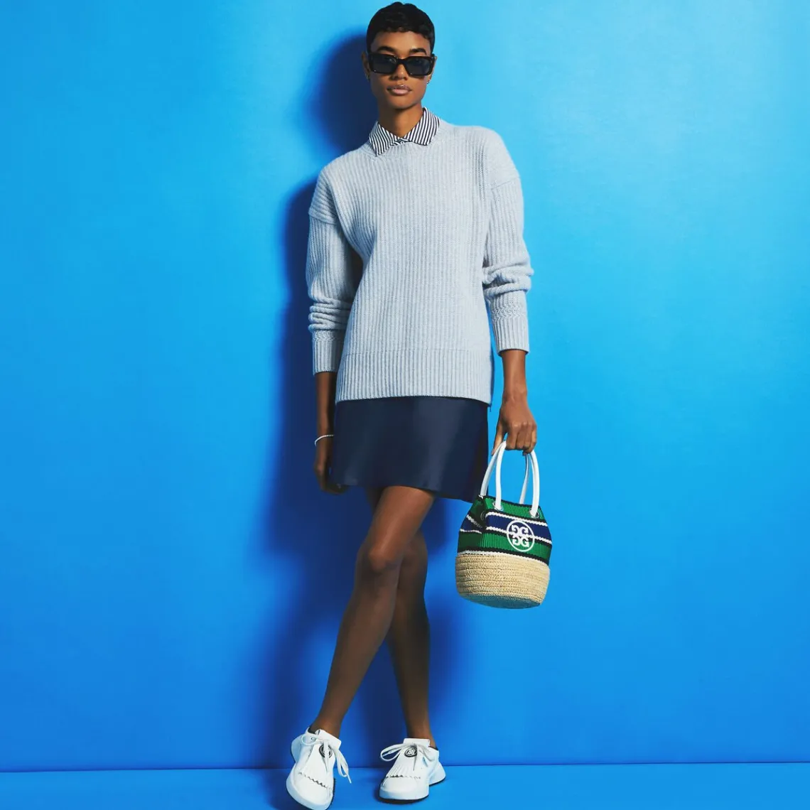 Sweaters-G/FORE Cashmere Side Zip Ribbed Crewneck Sweater