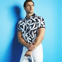 Polos & Shirts-G/FORE Contrast Palm Tech Pique Modern Spread Collar Polo