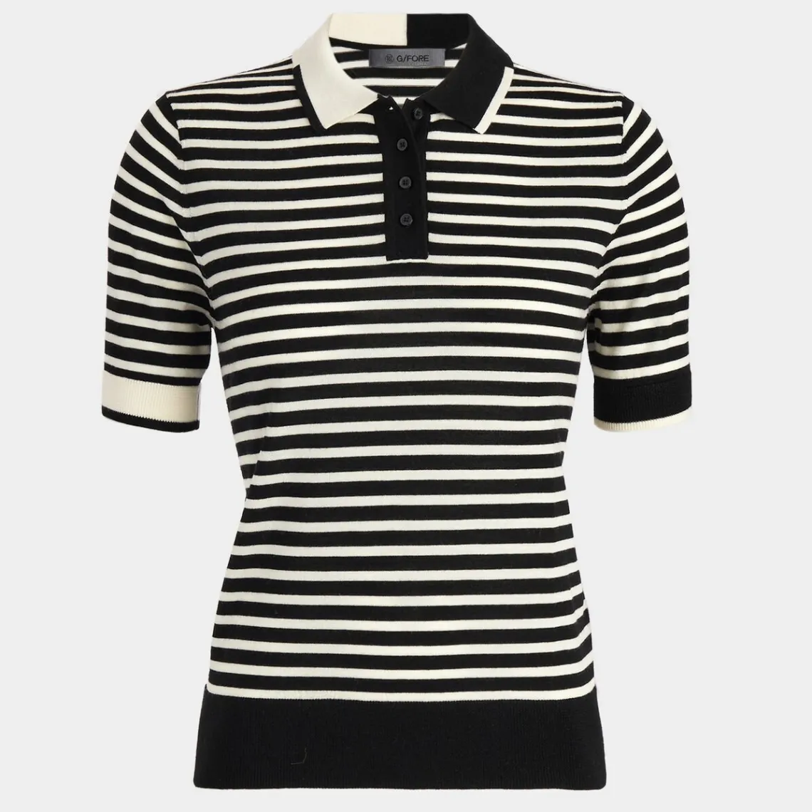 Sweaters-G/FORE Contrast Stripe Merino Wool Short Sleeve Sweater Polo