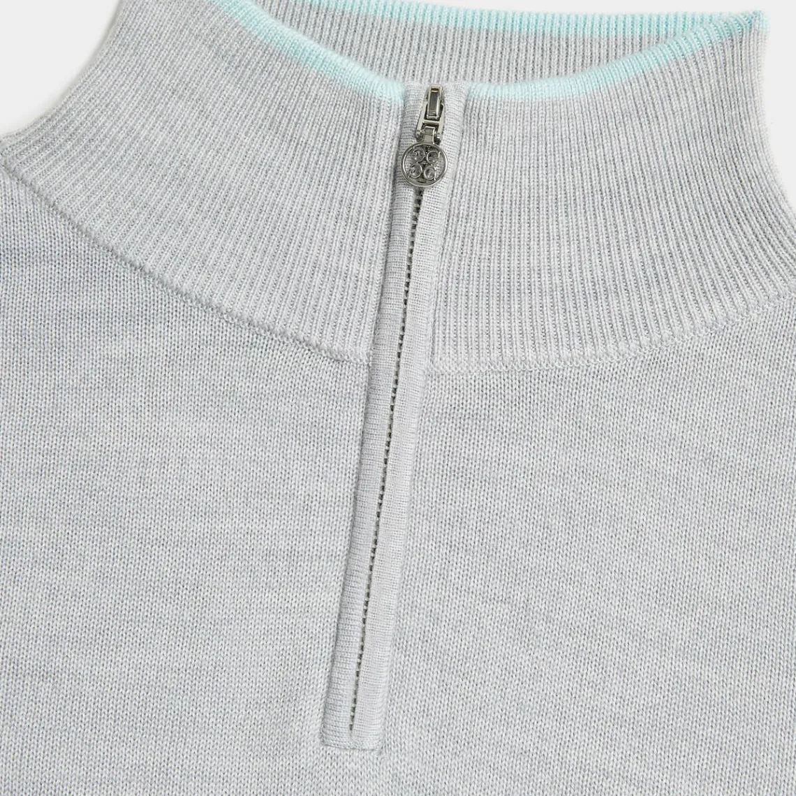 Sweaters-G/FORE Contrast Tipped Merino Wool Quarter Zip Sweater