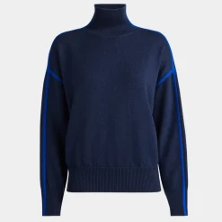 Sweaters-G/FORE Merino Wool Contrast Stripe Turtleneck Sweater