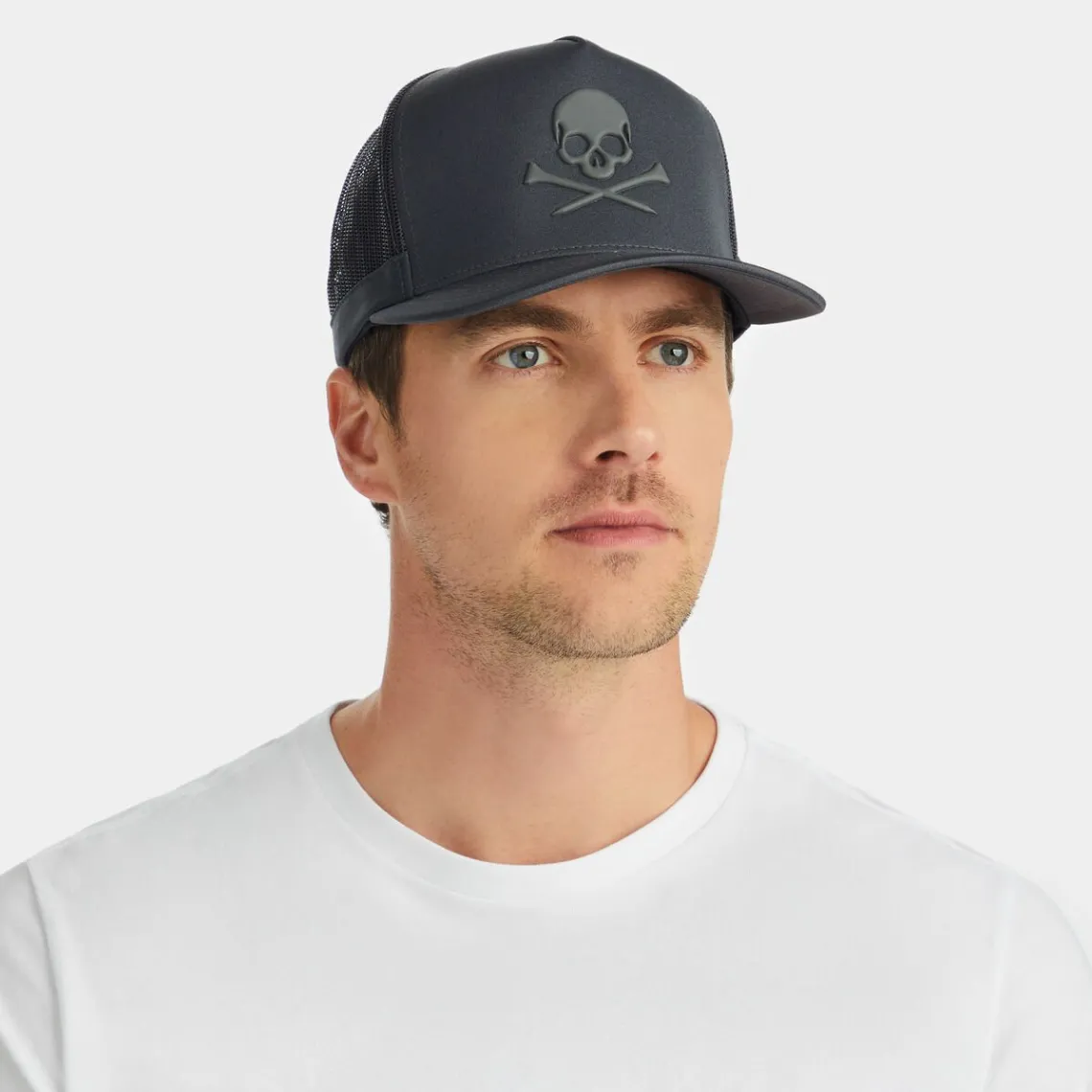 Hats-G/FORE Monochrome Skull & Tees Interlock Knit Tall Trucker Hat