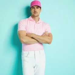 Polos & Shirts-G/FORE Perforated Stripe Tech Jersey Modern Spread Collar Polo
