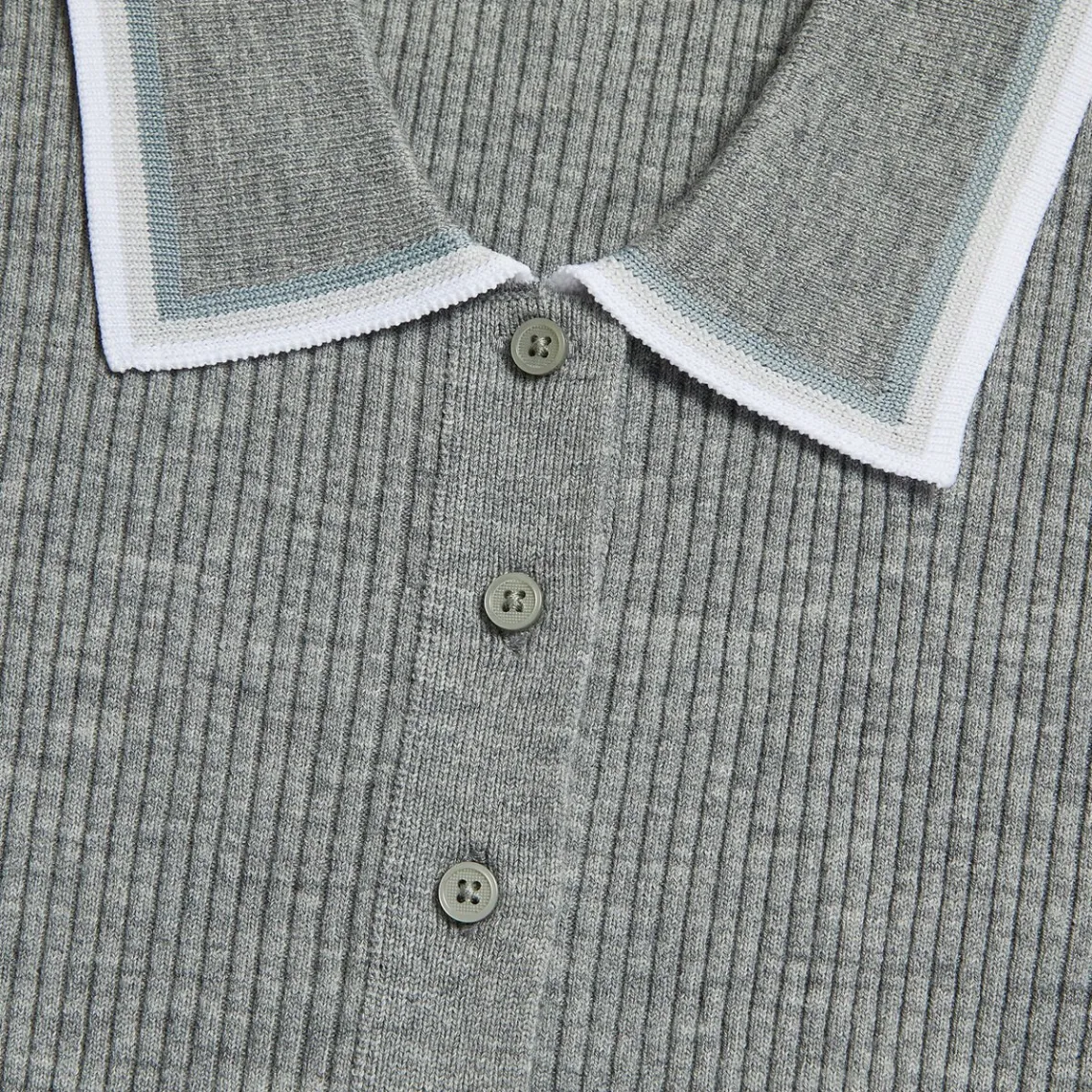 Sweaters-G/FORE Ribbed Melange Wool Blend Button Down Sweater Polo