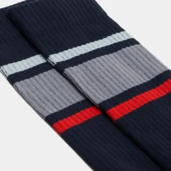 Socks-G/FORE Striped Ribbed Compression Crew Sock
