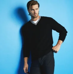 Sweaters-G/FORE V Neck Waffle Knit Merino Wool Sweater