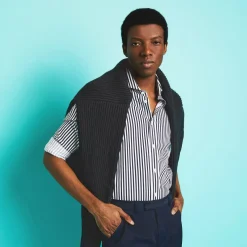 Polos & Shirts-G/FORE Vertical Stripe Stretch Ice Woven Modern Spread Collar Shirt