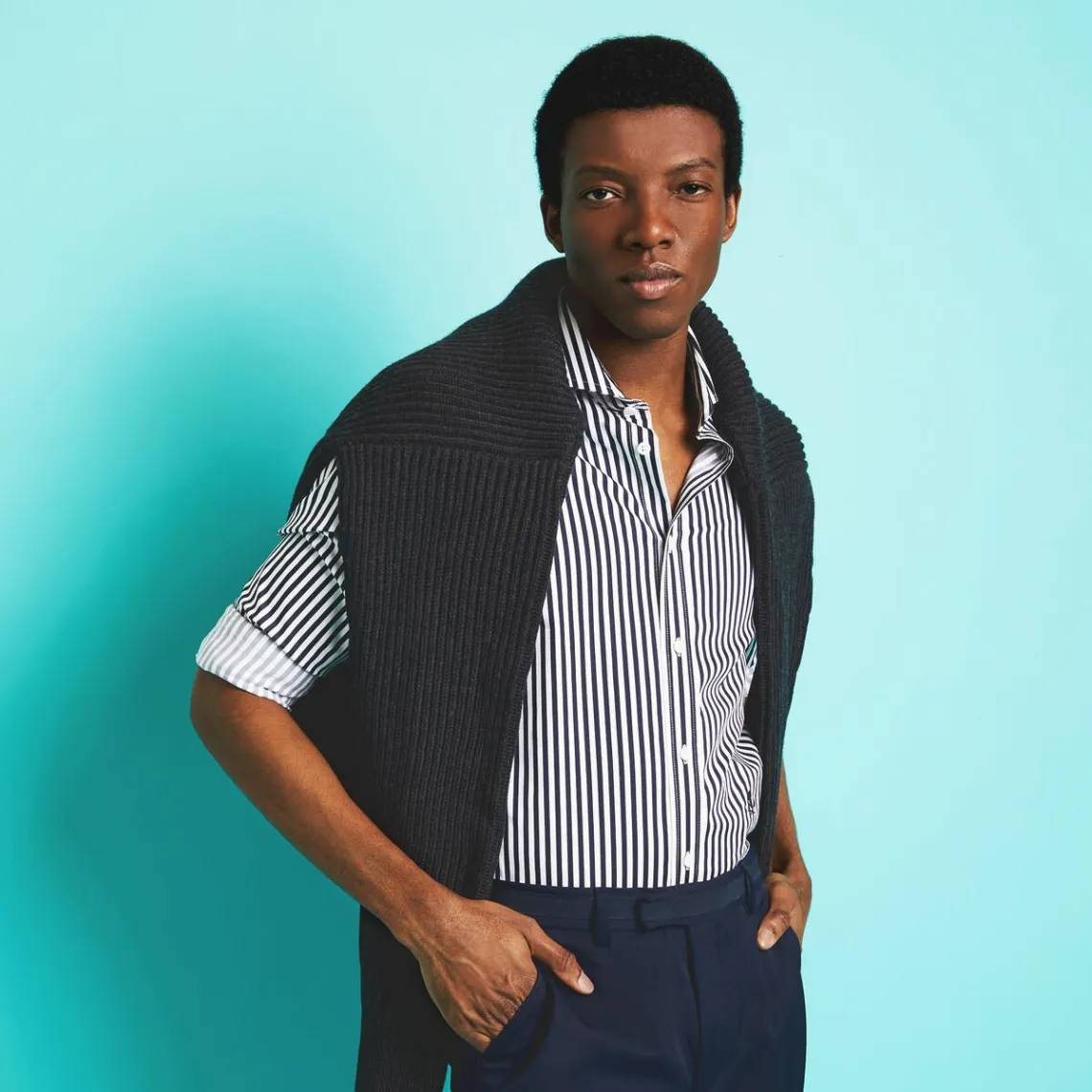 Polos & Shirts-G/FORE Vertical Stripe Stretch Ice Woven Modern Spread Collar Shirt