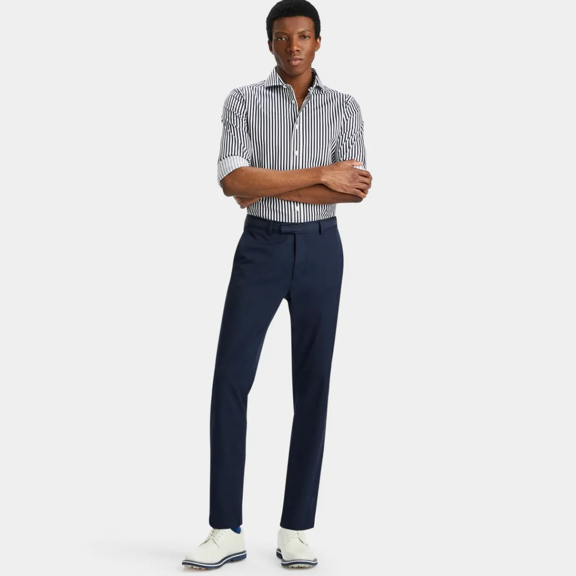 Polos & Shirts-G/FORE Vertical Stripe Stretch Ice Woven Modern Spread Collar Shirt